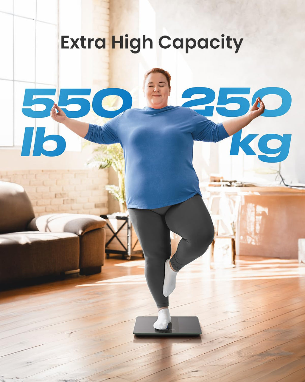RENPHO Large Platform Weighing Scales for Body Weight, 550lb/250kg Bathroom Scales Large Display, Digital Scales with High Accurate, Weight Loss Tracking, 33x30cm, Core 1L
