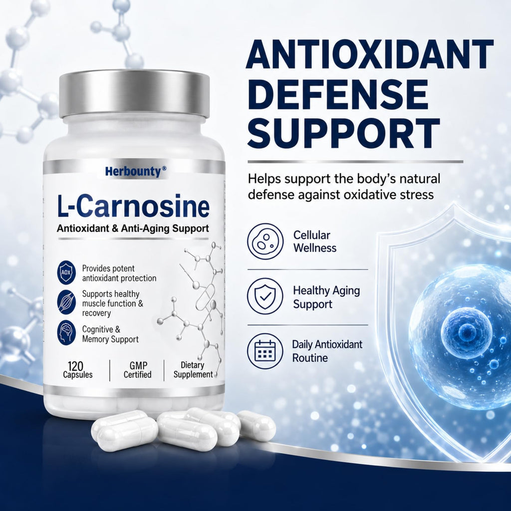 Herbounty L-Carnosine Supplement 500mg, 120 Capsules Vitality Support