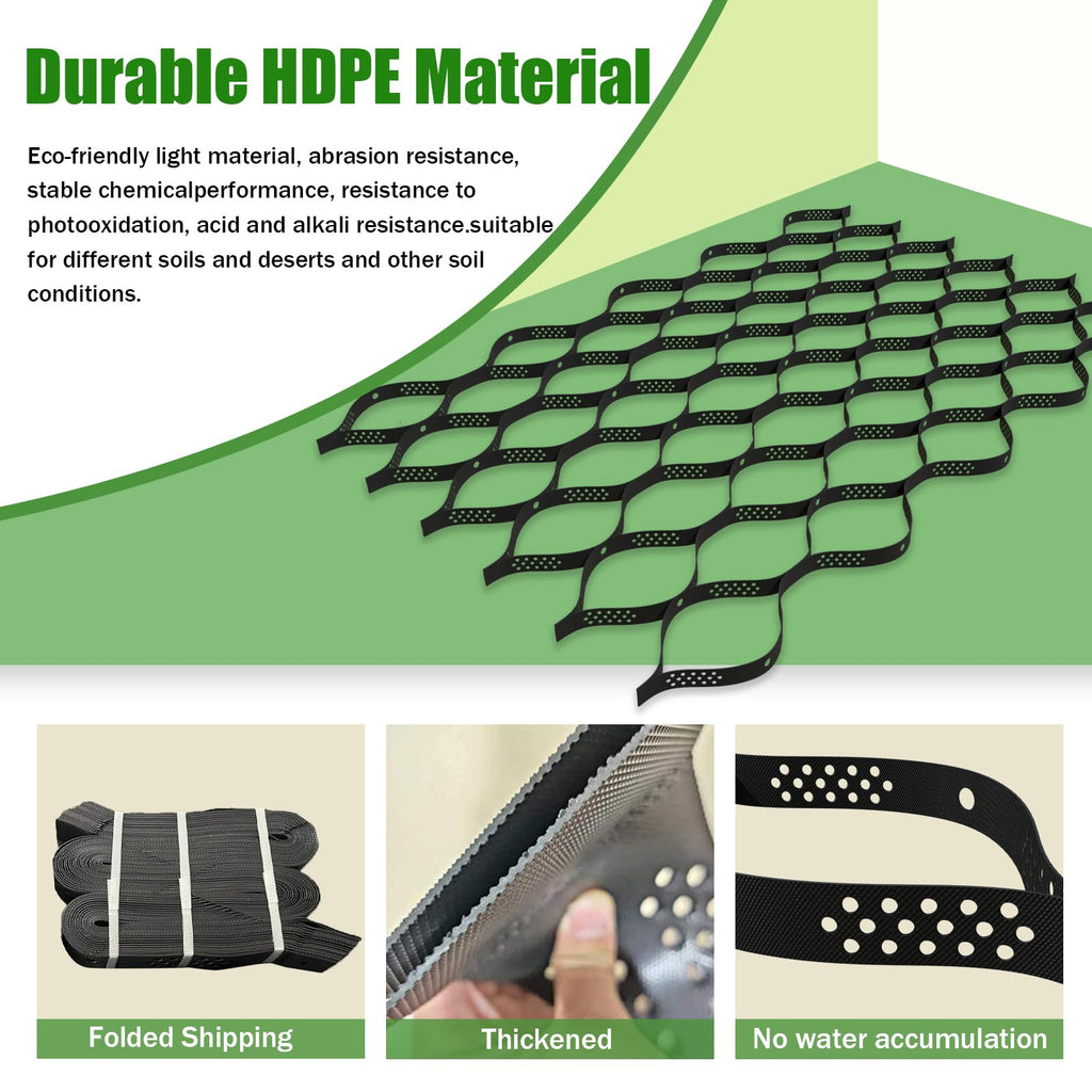 2" Thick Gravel Ground Grid 4ft x 10ft - Geo Grid Driveway Stabilization Grids, Gravel Retainer Grid 1885 LBS Per Sq ft, Geocell Geogrid for Walkway Driving RV Parking Slopes and Garden