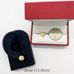 Unisex 14k Solid Gold Plated Brass Nugget Cookie Round Circle Stud Fashion Earrings Earrings 10mm/12mm/14mm For Men, Women (12mm (Diameter))