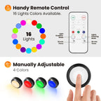 Ahuledlight LED Puck Lights with Remote Control, 16 Color Changing Under Cabinet Lighting with Dimmer & Timer, AAA Battery Operated,Under for Closet Bedroom Kitchen, Stair (12 Pack White)