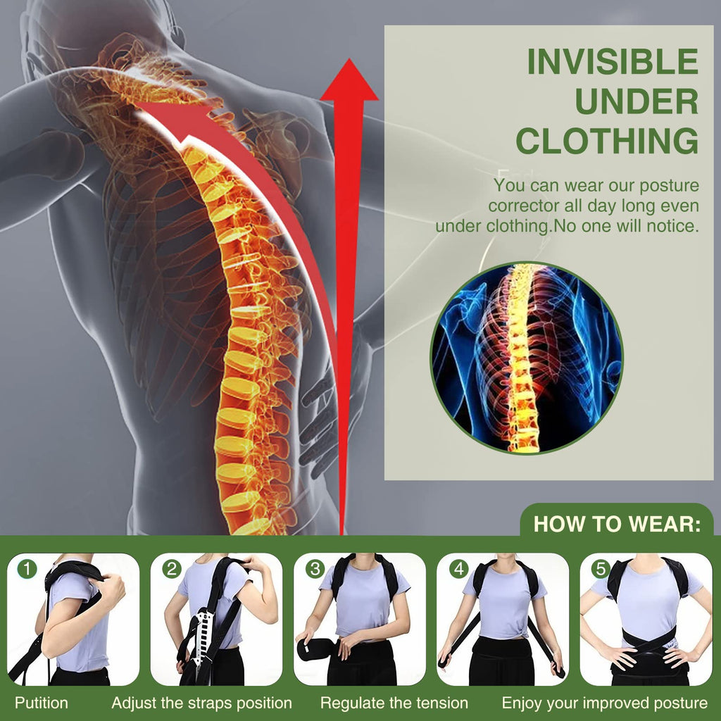 ZHUNPOCT Posture Corrector Back Support for Hunched Back, Kyphosis and Vertebral Compression Fracture Men and Women (Large)