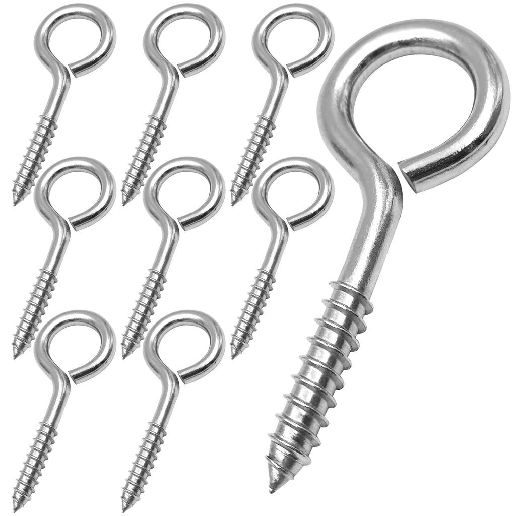 YGAOHF 8 Pcs 5 Inch Eye Hooks Screw in Heavy Duty, Large Eye Bolts Screw in, Stainless Steel 500 LBS Breaking Strength, Strong Eye Screws for Wood, Hanging Heavy-Duty Applications