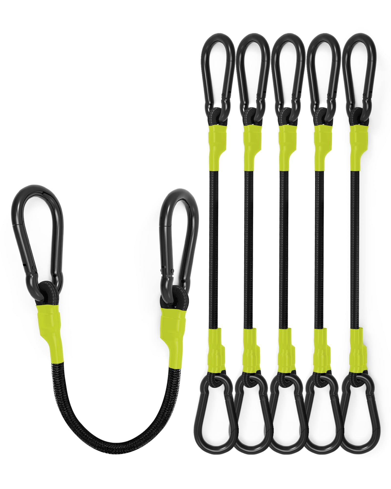 8 Pcs 36 Inch Carabiner Bungee Cord with Aluminum Alloy Hooks, Black Bungee Straps with Superior Elasticity & Excellent UV Protection for Luggage Rack, Cargo, Hand Carts, Bike, Camping, Outdoor