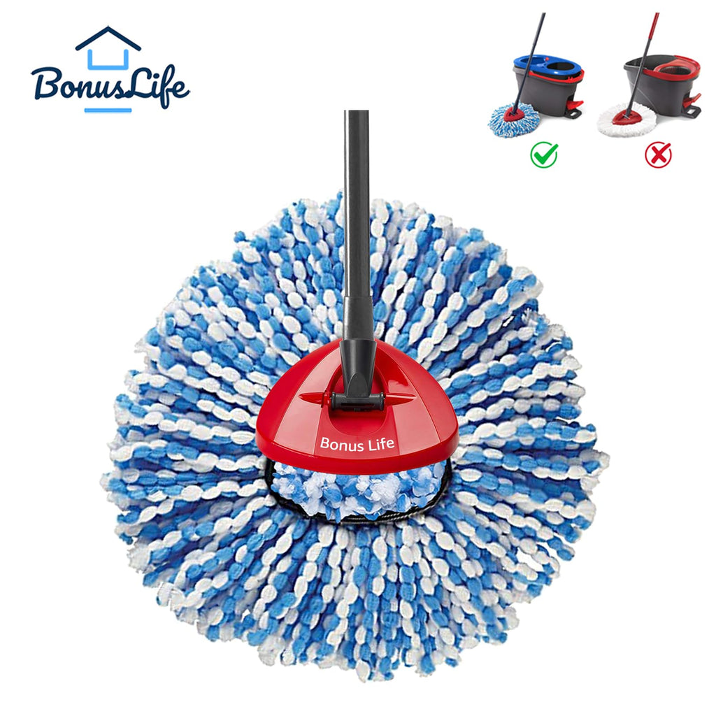 2-Tank Mop Heads Replacements for O-Ceda RinseClean Dual System, Microfiber Refills, Easy Cleaning Mop Repalce Head Blue 6 Pack