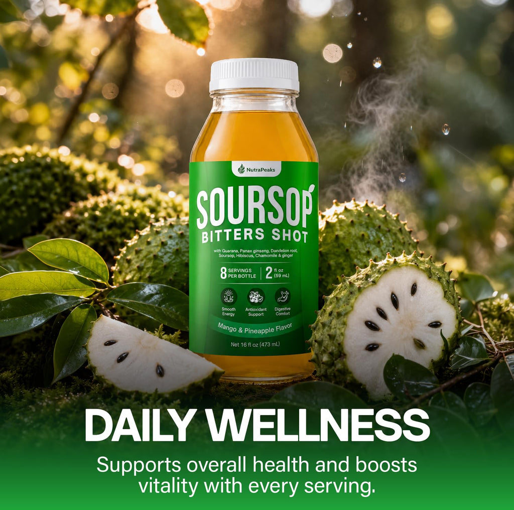 NutraPeaks Soursop Bitters Liquid Immunity + Energy Shots, 16 fl oz, 2 Pack