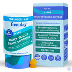 FIRST DAY Teen Brain & Focus Supplement Gummies Ages 13–18 | Study & Concentration Support with Cognizin® Citicoline & Phosphatidylserine | Vegan, Non-GMO, Caffeine-Free | 30-Day Supply