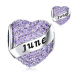 DALARAN Birthstone Charms for Pandora Bracelet 925 Sterling Silver Heart Bead Happy Birthday Present for Women (Jun Birthstone Charm-box)