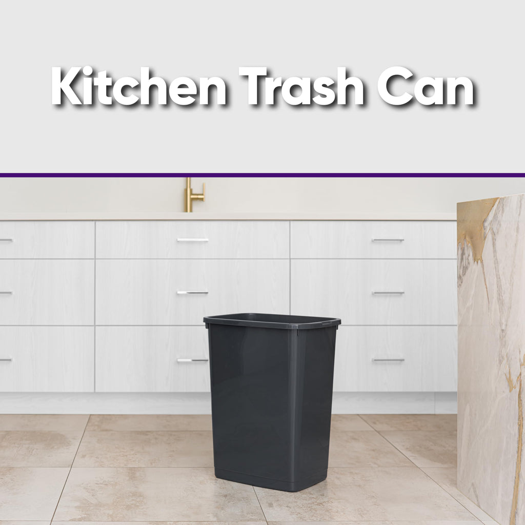 Superio Large Kitchen Trash Can 13 Gallon, 52 Qt Waste Bin for Kitchen, Garage, Indoor and Outdoor Trash Can, Dark Grey