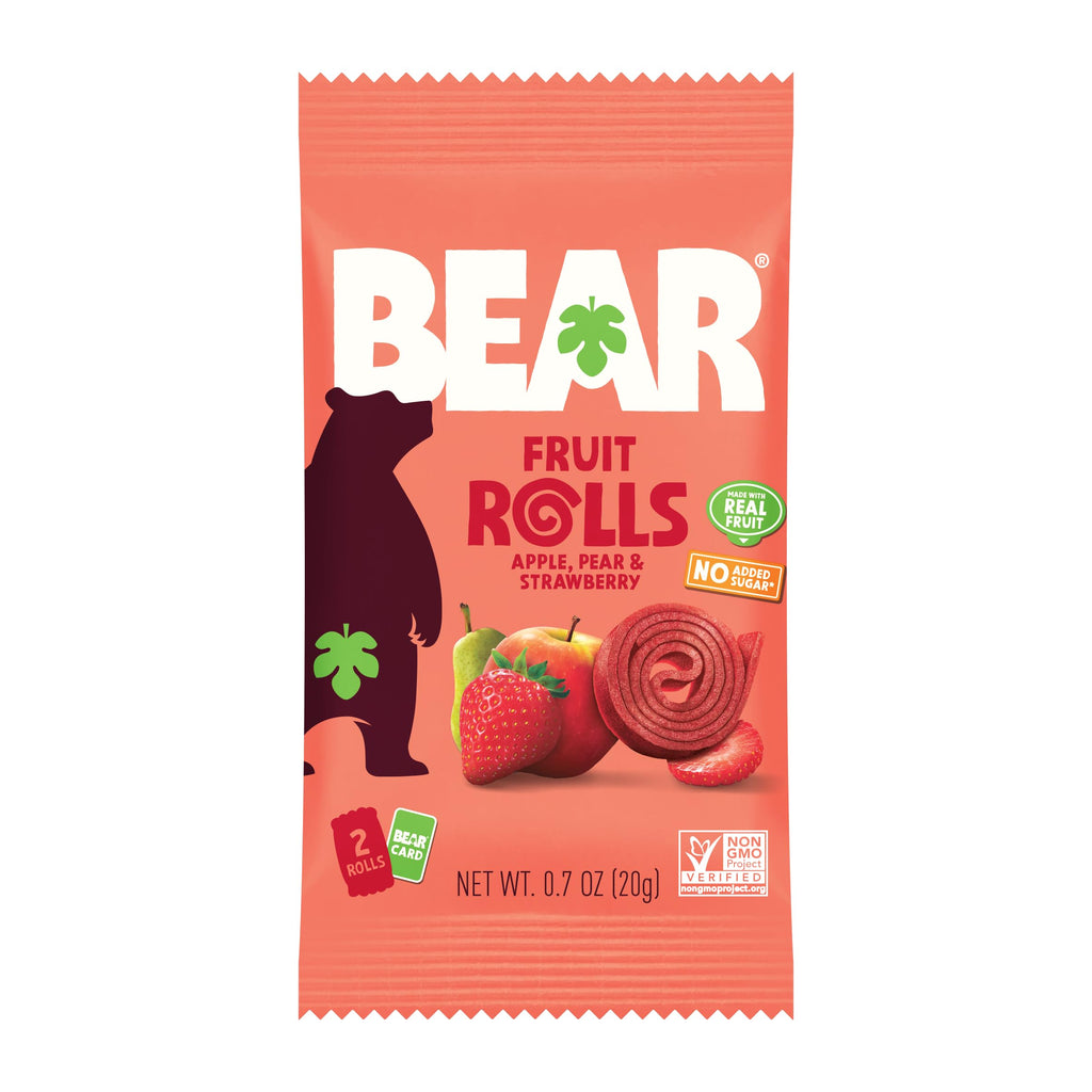 BEAR Fruit Rolls Strawberry 20g (Pack of 18) – Made with Real Fruit