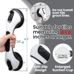 TAILI Shower Handles for Elderly Suction, 2 Pack 12 Inch Shower Grab Bars for Seniors, Grab Bars for Bathtubs and Showers, No Drilling Removable Safety Shower Grip, Black