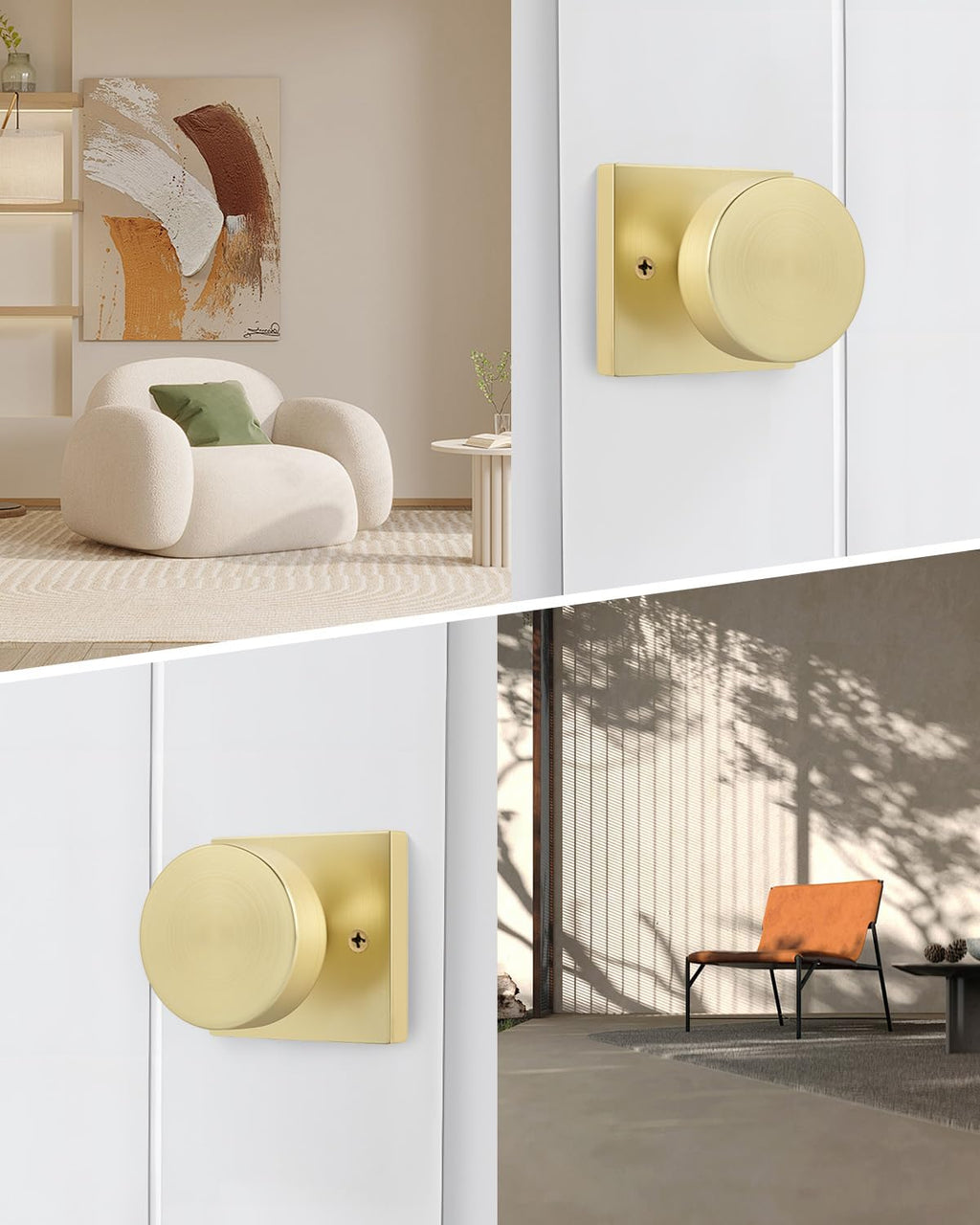 Goldenwarm 4 Pieces Brushed Gold Dummy Door Knobs Inactive Half Dummy Door Knob Brushed Brass No-Turning Door Dummy Knob for Closet Doors, Zinc-Alloy(2 Pack)