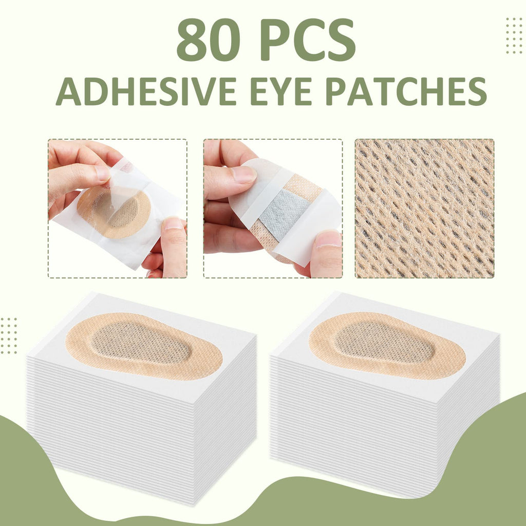 80 Pcs Adhesive Eye Patches, Disposable Eye Pads for Adults Latex Free Adhesive Bandages(3 x 2 Inch,Nude)