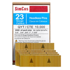 SimCos 23 Gauge Pinner Nails (5/8",3/4",5/6",1",1-3/8") Assorted 5 Sizes' Headless Pin Nails for 23 GA Pneumatic or Electric Pinner or pin Gun,Project Pack (5/8“+3/4”+5/6”+1“+1-3/8”-10000pcs)
