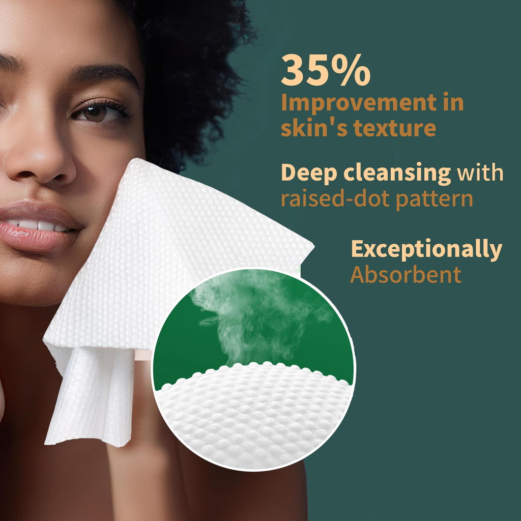 Ourmed Life Disposable Face Towels, Clean Facial Wash Cloth without Lint, Biodegradable Cleansing Dry Wipes, Skincare and Makeup Remover Towels for Sensitive Skin (Unscented, 180 Count, Pack of 1)