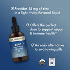 Dr. Mercola Zinc Liquid Drops - Supports Immune & Organ Health - 15 mg Organic Zinc Liquid Drops - USDA Organic - NSF Certified - Non-GMO, Gluten-Free & Soy-Free - 3.88 fl oz (3 Pack)