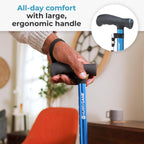 HurryCane Freedom Edition Foldable Walking Cane with T Handle - Enhanced Mobility Support - Patented SteadiGrip Base - Adjustable Height - Lightweight Foldable Design - Red