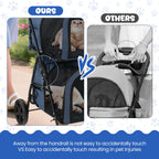 HAPPAWS Dog Stroller with 2 Detachable Carrier, Pet Stroller for Small Medium Dogs Cats, Jogger/Travel/Camping, 4-in-1 Doggy Pet Carrier, Carrier Strolling Cart with Lockable Wheels, Navy Blue