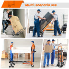 4-in-1 Hand Truck Dolly Heavy Duty Industrial Convertible, 1000 LBS Stair Climbing Cart Utility Cart Converts from Hand Trucks Dolly to Platform Cart Folding Stair Climbing Cart (Orange)