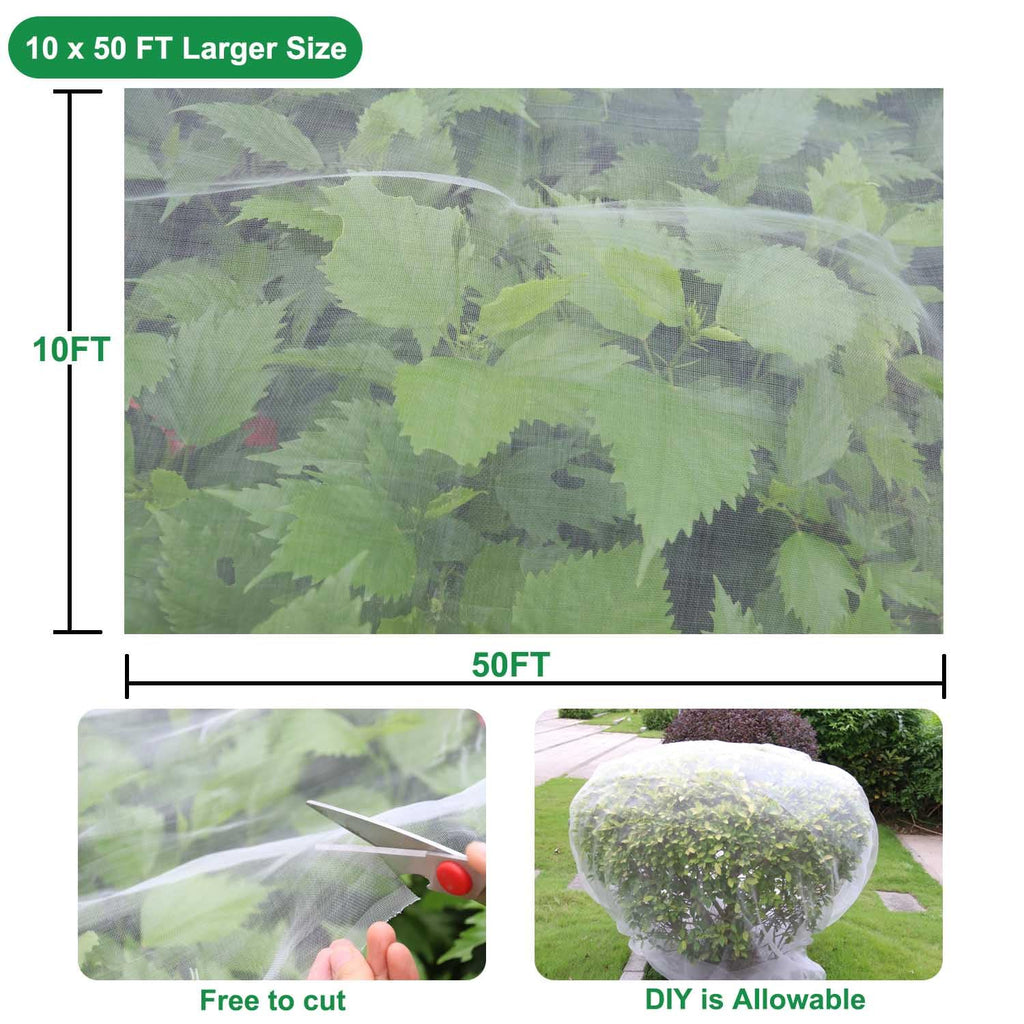 KLEWEE 10 x 50 FT Garden Mesh Netting, Ultra Fine Mesh Plant Netting Covers