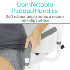 Vive Toilet Safety Rail - Adjustable Grab Bar - Compact Support Frame with Handrail for Bathroom Toilet Seat - Easy Installation for Handicap Senior Bariatrics, Elderly Balance - Padded Hand Armrest