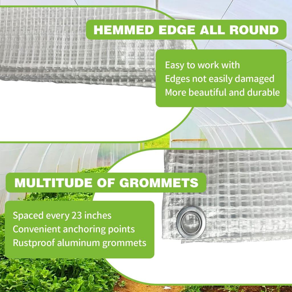 8x10Ft Clear Greenhouse Plastic Covering Tarp for Chicken Coop(16mil)
