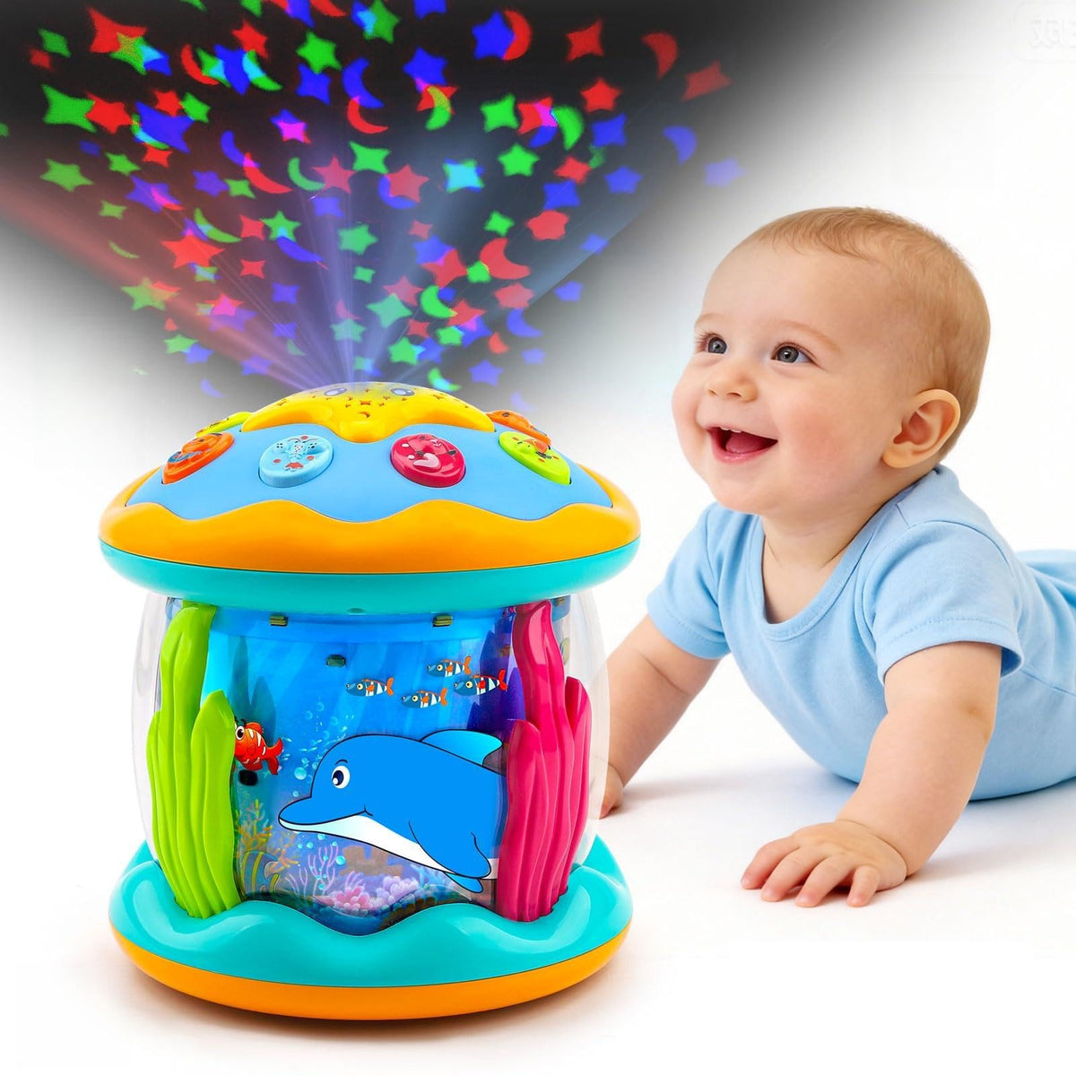 Tsomtto Toddler Toys Ocean Projector Rotating Musical Learning Toys