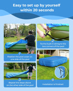 Reinmoson Inflatable Pool Cover Rectangular Fits Pool Under 145" L x 84" W, 20s Easy Set by 1 Person Built-in Elastic Edges & Integrated Drawstrings 10' x 7' Rectangle Pool Cover Above Ground