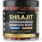 Pure Shilajit Gummies, Sea Moss, Ashwagandha, 105+ Trace Minerals – Organic Burdock Root & Lions Mane Mushroom – Watermelon Flavor - Vegan & Non-GMO – Made in USA – 60ct