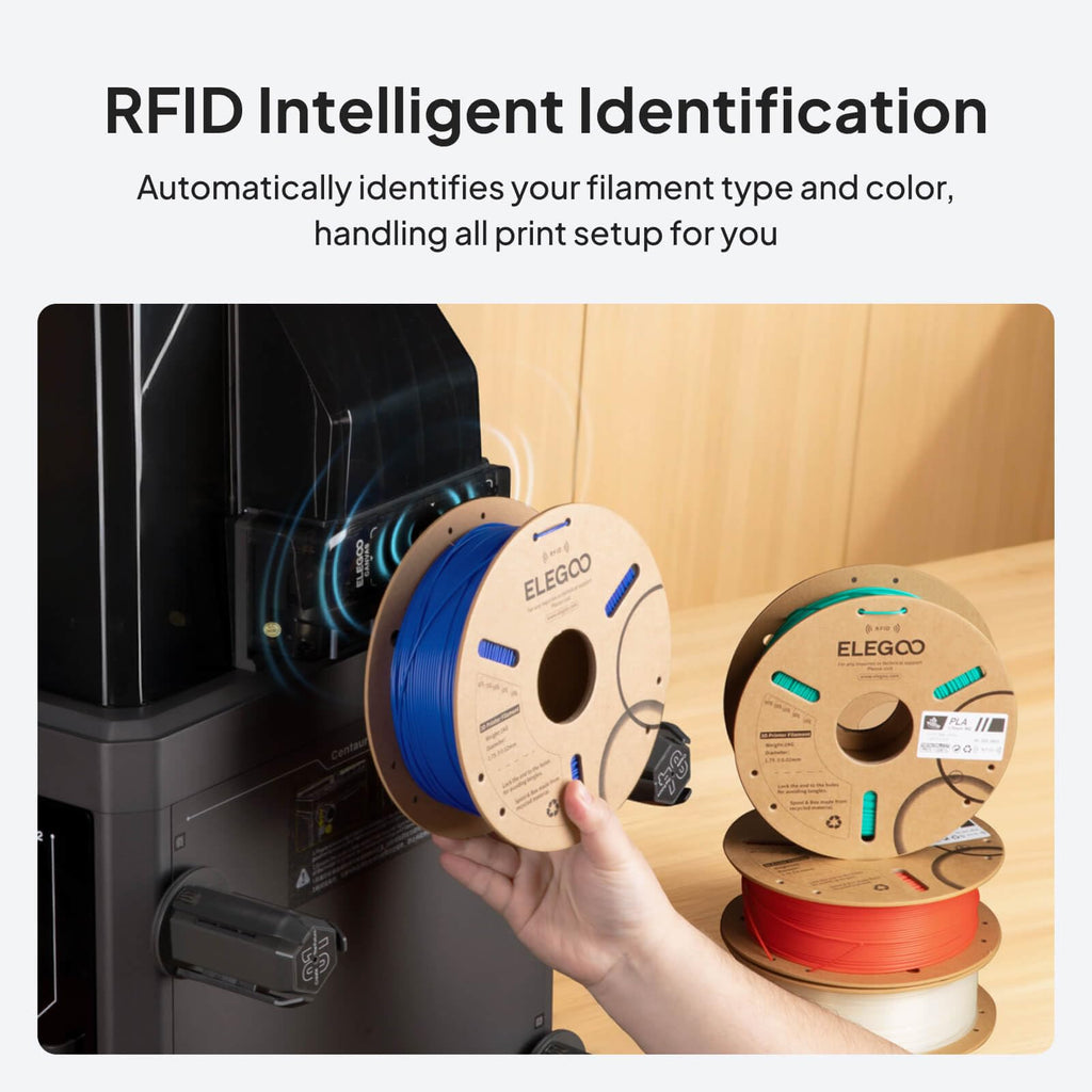 ELEGOO RFID PLA Filament 1.75mm Sea Green 1KG, Auto Identification 3D Printer Filament Compatible with Canvas, Dimensional Accuracy +/-0.02mm, 1kg(2.2lbs) Spool for Most 3D Printers