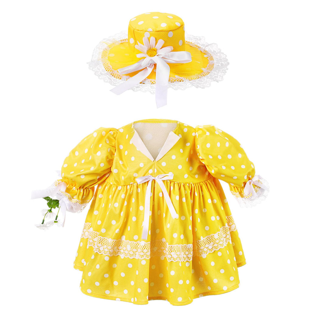 Aliceset Porch Goose Outfit Fancy Goose Clothes Polka Dots Skirt with Hat for 23" Outdoor Patio Summer Spring Decor(Yellow)