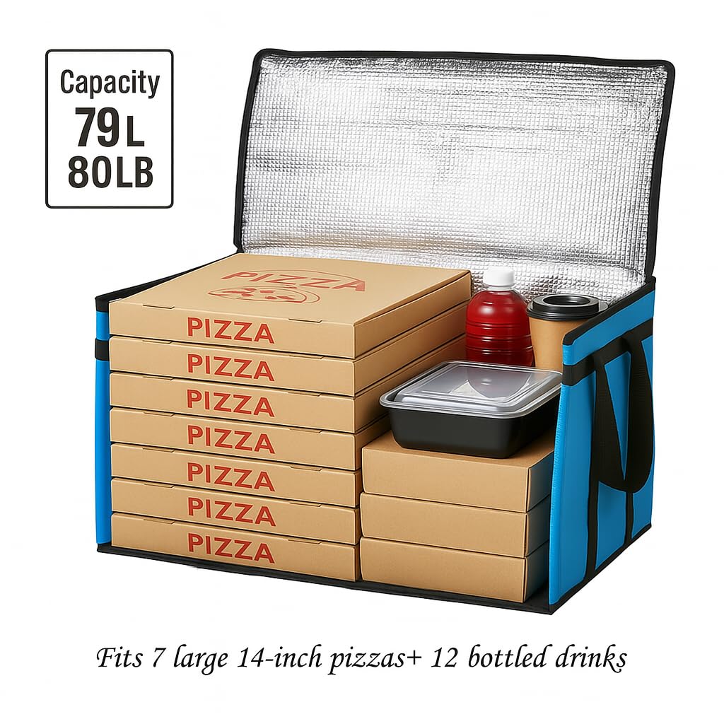 Bodaon 3 Pack Insulated Food Delivery Bags with Hard Bottom, XXXL Cooler