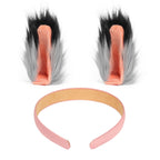 HAOAN Wolf Fox Tail Clip Ears and Gloves Set Halloween Christmas Fancy Party Costume for Women and Man Gray