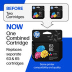 HP 63/65 Tri-Color Ink Cartridge (Replaces Both 63 & 65), Compatible with DeskJet 1100, 2100, 2600, 3600, Envy 4500, 5000, OfficeJet 3800, 4600, 5200 Series, B7RT2AN