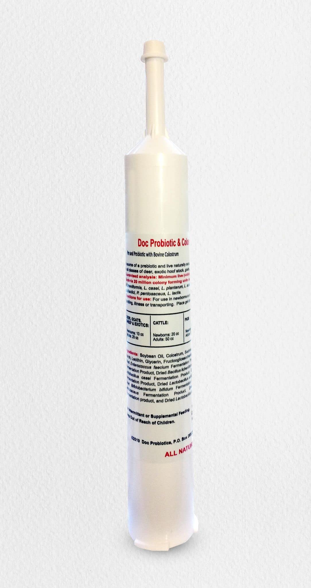 DOC PROBIOTIC Colostrum Paste 300 CC Tube w/Prebiotics and Live Micro Encapsulated Probiotics Goats, Cows, Horses Sheep, Pigs, Deer