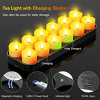 YiaMia Upgraded Rechargeable Tea Lights with Magnetic Charging Base 12 Pack