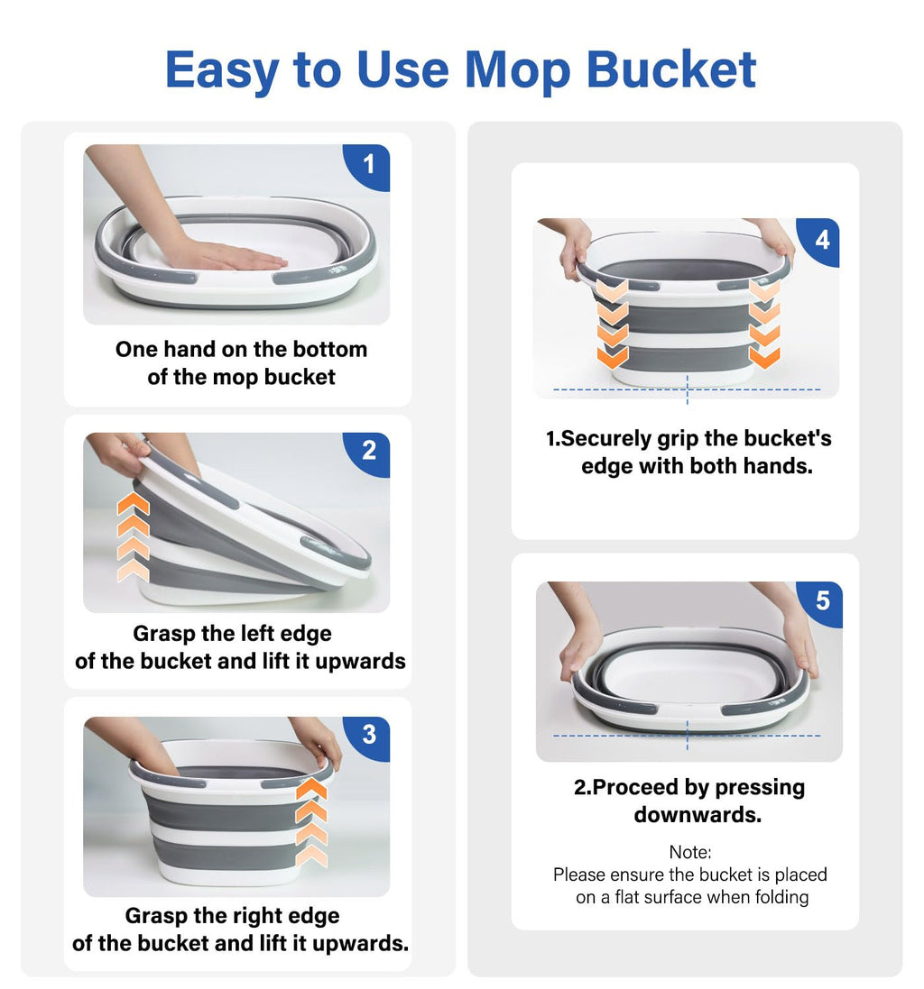 Zonopy Collapsible Bucket, Upgraded 16L (4.2 Gallon) Collapsible Mop Bucket with Multi-Functional Lid, Foldable Portable Camping Beach Sand Water Pot Pail Space Saving Square, Car Washing Bucket