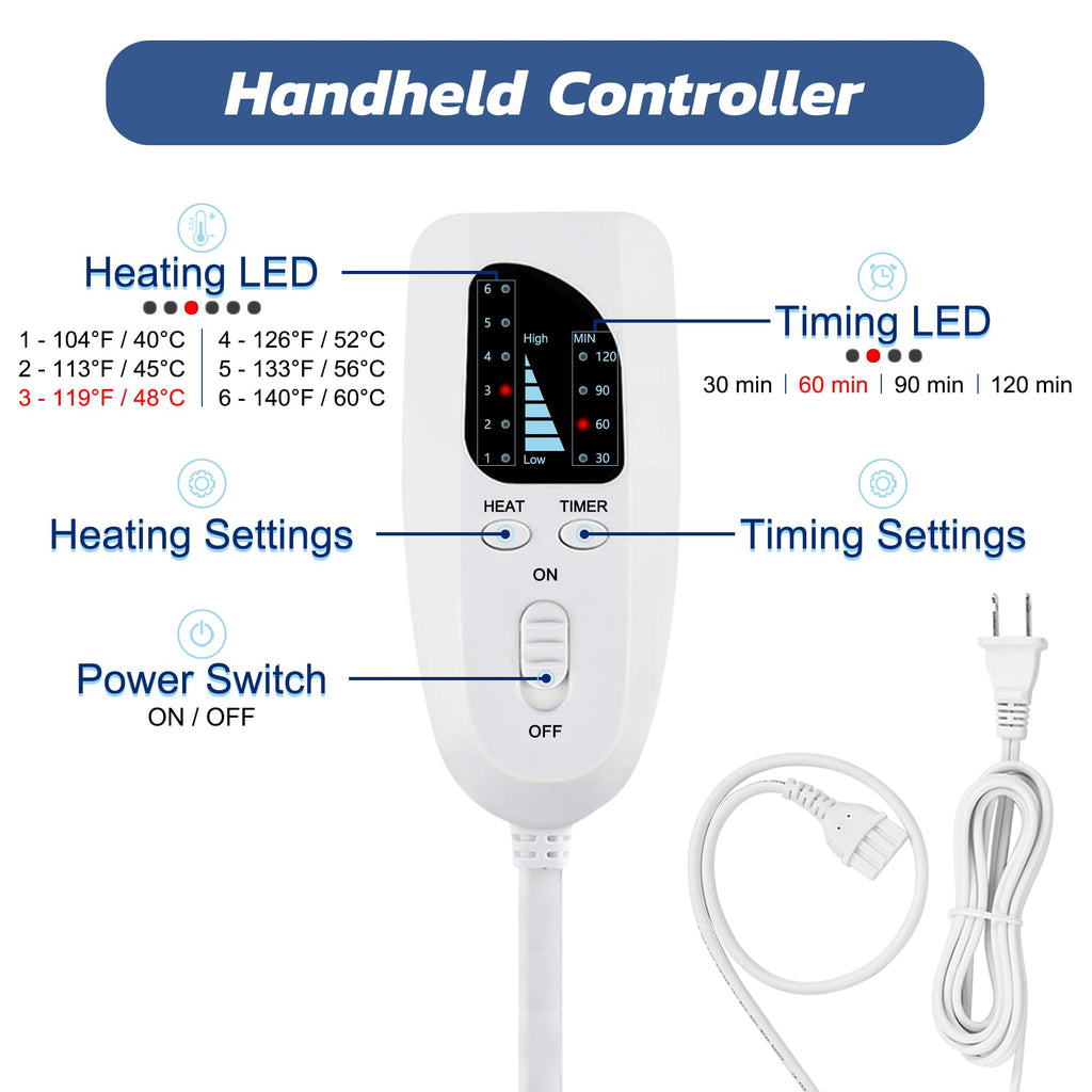 24"X20" Electric Heating pad with 6 Heat Settings, Auto Shut Off, Dark Gray Dry Electric Heating for Back Neck Knee Arms Legs Shoulder Heat Pads for Christmas Birthday Father's Day Mother's Day