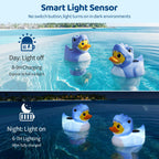 Housolution Solar Pool Chlorine Floater, Floating Chlorine Dispenser with Light, Fits 4x3in Tablets, Adjustable Release, Easy Opening & Anti-Sinking, Tablet Floater for Pool Hot Tub SPA, Duck