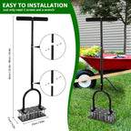 RIFPOD Lawn Aerator, Automatic Dirt and Leaf Clean Design, Heavy Duty Manual Lawn Aerator Tool with 15 Iron Spikes, Height Adjustable, Yard Grass Aerator for Lawn(Black)