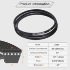 uxcell 2Pcs AX97 EPDM V-Belt, Raw Edge Cogged Industrial Rubber V Belt 1/2" Width x 99" Outer Circumference