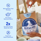 BLUELAND 100% Plastic-Free Dishwasher Detergent Tablets, 60 Count, Free & Clear, Eco-Friendly Dishwashing Pods, Natural, Sustainable