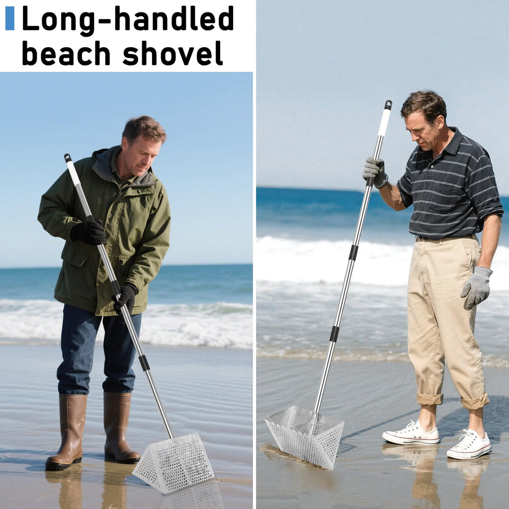 Sand Flea Rake, 65" Stainless Steel Long Handle Sand Sifter for The Beach