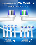 TEETHEORY Rotating Electric Toothbrush for Adults with 8 Brush Heads (2 Types), 4 Modes Deep Clean Electric Toothbrush with Rechargeable Power and 2 Min Smart Timer Purple