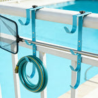 2Sets Blue Four Pool Pole Hooks Hangers, Adjustable Heavy Duty 4 Fence Hooks for Pool Poles Equipment, Pool Tool Holder for Telescopic Poles Skimmers Vacuum Hose Nets Brushes Swimming Pool Accessories