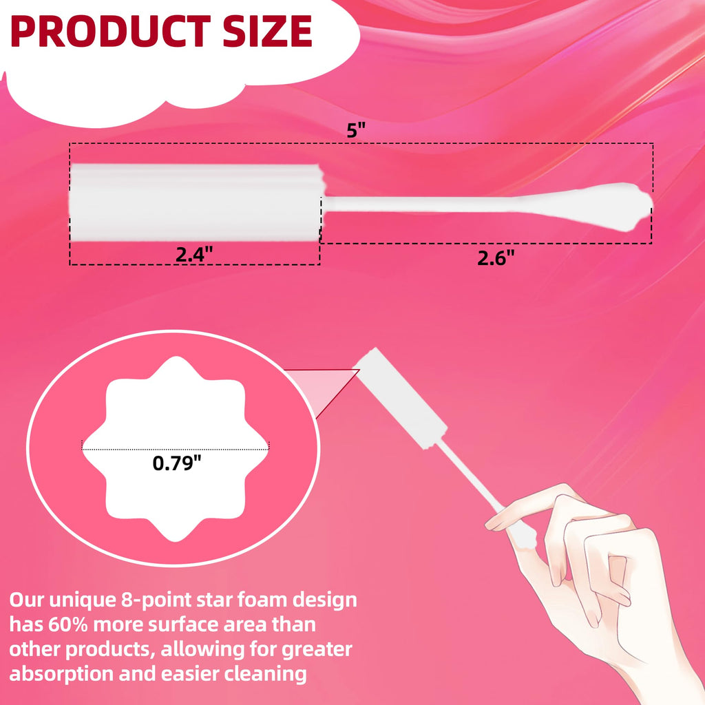 (40-Pack) Calvana White Drip Sticks for Females, Drip Stick Absorbing Sponge, Awkward Essentials, Soft and Comfortable Design, Long Handle Easy Grip, Individually Packaged