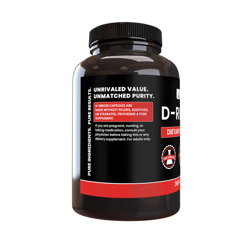 Pure Original Ingredients D-Ribose (365 Capsules) No Magnesium Or Rice Fillers, Always Pure, Lab Verified