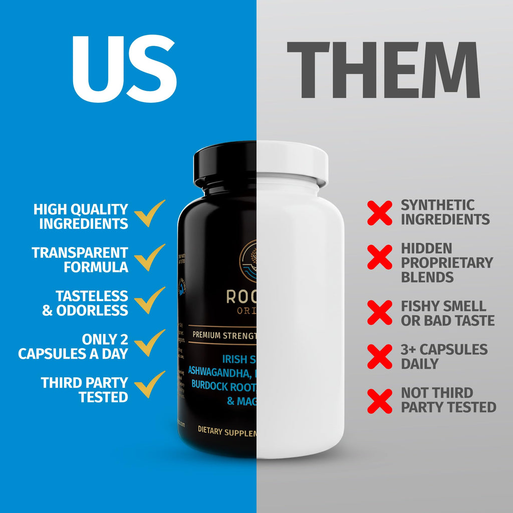 Rooted Origins Sea Moss Capsules – Irish Sea Moss Advanced, Magnesium, Ashwaghanda, Black Seed Oil, Burdock Root & Bladderwrack – Immune Support, Gut Health, Energy, & More – 60 Capsules