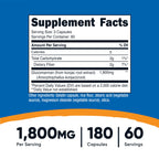 Nutricost Glucomannan 1,800mg Per Serving, 180 Capsules - Natural Fiber Source, Non-GMO, Gluten Free