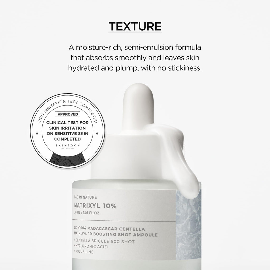 SKIN1004 Matrixyl 10% Boosting Shot Ampoule, Hyaluronic Acid Serum for Face, Facial Spicule Serum for Deep Hydration & Firming, Centella Ampoule with Panthenol, Korean Skin Care, 1.01fl.oz / 30ml